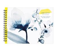 Clairefontaine 115944C - Un Carnet d'Artiste à Spirale 32x24 cm paysage - Couverture motif Floral Peint à l'Encre Bleue - 40 feuilles de Papier Dessin Blanc Multitechniques 180g - Collection Inkebana