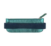Clairefontaine 115951C - Une Trousse en Cuir Réversible Pour Carnet A5 Avec Elastique - 19x7,5 cm - 2 Faces : 1 côté Cuir Vert Sapin et un côté Cuirisé Bleu Indigo - Collection Ginkgo