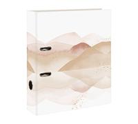 Clairefontaine 115973C - Un Classeur à Levier en Carton motifs Nature/Paysage/Montagne tons Rose poudré et Beige - Dos 70mm - A4 maxi - Papier Finition Satiné - Home Office - Collection Evanescence