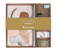 Clairefontaine 115984C - Un Kit de Papeterie contenant un Carnet 11x17 cm 64 Pages Lignées, un Crayon de Papier, 2 Pinces doubles-clip, 10 Trombones et une Gomme - Collection Evanescence