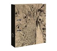 Clairefontaine 116050C - Un Classeur à Levier en Carton motifs Nature/Paon/Plumes de Paon finition Kraft - Dos 70mm - A4 maxi - Home Office - Collection Le Cerisier Blanc