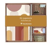 Terracotta, Kit de papeterie contenant un carnet 11x17 cm 64 pages lignees, un crayon de papier, 2 pinces doubles-clip, 10 trombones et une gomme