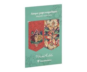 Clairefontaine - 116228C - Un Set de 2 Marque-pages Magnétiques Décor Frida Kahlo - 7,5 x 4 cm - Collection Frida Kahlo - 2 marque-page sur fond prune, 2 marque-page sur fond orangé, livr. aléatoire