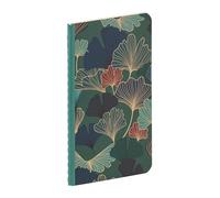 Clairefontaine - 116240C - Un Mini Carnet Piqué Cousu Fil Décor Floral/Feuilles de Ginkgo Bleu Profond 7,5x12 cm 48 Pages Unies papier Ivoire 90g - Collection Gaïa bleu - 4 visuels, livr. aléatoire