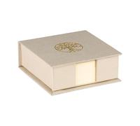 Clairefontaine 116248C - Un Bloc Cube 300 Feuillets Unis 9,8x9,8 cm - Décors Arbre de Vie finition Dorure à Chaud sur Toile du Marais couleur grège - Papier Ivoire 90g - 11x11x4 cm Collection Inspire