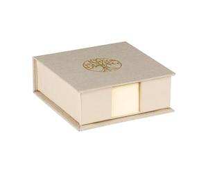 Clairefontaine 116248C - Un Bloc Cube 300 Feuillets Unis 9,8x9,8 cm - Décors Arbre de Vie finition Dorure à Chaud sur Toile du Marais couleur grège - Papier Ivoire 90g - 11x11x4 cm Collection Inspire