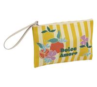 Clairefontaine - 116285C - Une Trousse Multi-usages en Coton Décor Agrumes / Floral / Rayures - 22,5x15 cm - Grande Capacité - Rangement Stylos/Crayons/Feutres - Collection Dolce Amore