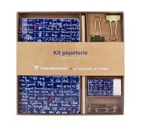 Clairefontaine 116328C Un Kit de Papeterie contenant un Carnet 11x17cm 64 Pages Lignées, un Crayon de Papier, 2 Pinces double-clip, 10 Trombones et une Gomme Collection Le Mur des Je t'aime Montmartre