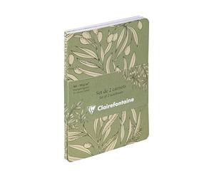 Clairefontaine - 116340C - Un Set de 2 Carnets Fleurs d'Oranger et Olivier - A6 10,5x14,8 cm - 64 Pages Lignées Papier Blanc 90g Couture fil Collection Jardin des Sens 2 assortiments, livr. aléatoire