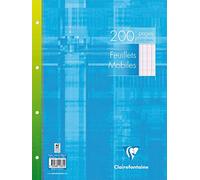 Clairefontaine 11831C Un Paquet de Feuillets Mobiles Perforés sous Film - 24x32 cm - 200 Pages Grands Carreaux - Papier Blanc 90 g