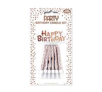 CLAIREFONTAINE 12 boug.+sup.+plaque Happy Birth Or Rose