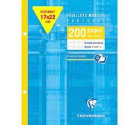 Clairefontaine Feuillets mobiles perforés 1351C – 17×22 cm, 200 f. grands carreaux, papier 90 g