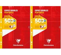 Clairefontaine 14791C Un Étui de Copies Doubles Perforées - A4 21x29,7 cm - 500 Pages Grands Carreaux - Papier Blanc 90 g - Étui Réutilisable (Lot de 2)