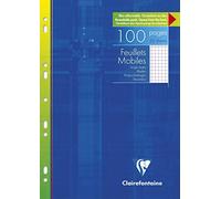 Clairefontaine Étui feuillets mobiles perforés 1732C A4 100 pages petits carreaux 90 g réutilisable