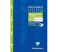 Clairefontaine 1745C Un Étui de Feuillets Mobiles Perforés Verts- A4 21x29,7 cm - 100 Pages Grands Carreaux - Papier 90 g - Étui Réutilisable