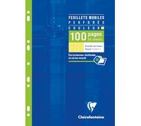 Clairefontaine 1747C Un Étui de Feuillets Mobiles Perforés Jaunes - A4 21x29,7 cm - 100 Pages Grands Carreaux - Papier 90 g - Étui Réutilisable