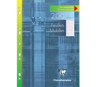 Clairefontaine 17522C Un Étui de Feuillets Mobiles Perforés - A4 21x29,7 cm - 200 Pages Petits Carreaux avec Marge - Papier Blanc 90 g - Étui Réutilisable