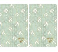 Clairefontaine 193396C - Un carnet piqué cousu fil couleur Vert d'eau - 9x14 cm 96 pages Lignées Papier Ivoire 90g - Couverture Carte Pelliculage Mat - Collection Neo Deco Printemps-Été
