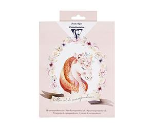Clairefontaine 20041C - Set de Correspondance Pour Enfants Thème Licorne - Papier à Lettres - 8 feuilles A5 + 8 enveloppes C6 + 4 cartes 11x15,5cm + stickers - Correspondance Fille