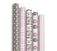 Clairefontaine 201501AMZC - Un Carton De 12 Rouleaux De Papier Cadeau - Papier Excellia 80g - Dimensions : 2x0,70m - Motif : Naissance, Rose/Marron, Baby - Emballage Cadeau