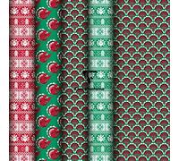 Clairefontaine 201979AMZC - Un Carton De 20 Rouleaux De Papier Cadeau - Papier Affiche 80g - Dimensions : 5x0,35m (Spécial Petite Largeur) - Motif : Noël, Rouge/Vert, Dinde - Idéal Petits Emballages