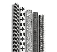 Clairefontaine 211416AMZC - Un Carton De 12 Rouleaux Papier Cadeau - Papier Alliance 60g - Dimensions : 2x0,70m - Motif - Géométrique Noir Et Blanc - Emballage Cadeau