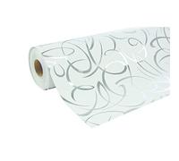 Clairefontaine Papier cadeau 211893C – Papier premium 80 g – 50x0,70 m – Arabesques argentés/blanc