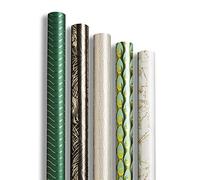 Clairefontaine 212871AMZC - Un Carton De 10 Rouleaux De Papier Cadeau - Papier Premium 80g - Dimensions : 2x0,70m - Motif : Brillant, Noir, Blanc, Vert, Plume, Voyage, Planisphère - Emballage Cadeau