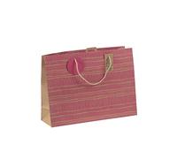 Eurowrap 30669-6C - Un Sac Cadeau Kraft - Format Shopping - 37,3x11,8x27,5 cm - 210g - Motif : Traits Fluo Sur Fond Rose - Emballage Cadeaux, idéal pour : Jeux De Société, Puzzles