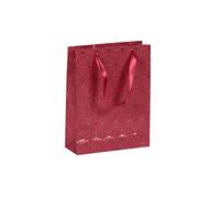 Clairefontaine 212889C - Un Sac Cadeau Premium - Format Moyen - 17x6x22 cm - 170g - Motif : Géométrique Rouge Brillant Sur Fond Rouge - Emballage Cadeaux, Idéal pour : Livre Poche, Boite Jeu, Parfum