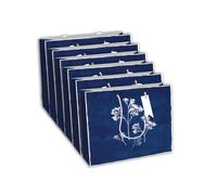 Eurowrap 32496-6Cpack - Un lot de 6 sacs cadeaux Kraft blanc- Format Shopping - 37,3x11,8x27,5 cm - 210g - Motif : Fleur Cyanotype - Emballage Cadeaux, idéal pour : Jeux Société, Puzzles