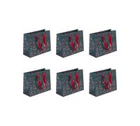 Clairefontaine 212904Cpack - Un lot de 5 Sacs Cadeaux Premium- Format Shopping - 32x13x24,5 cm - 210g - Motif : sapins sombres fond vert - Emballage Cadeaux, idéal pour : Jeux Société, Puzzles
