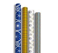 Clairefontaine 214001AMZC - Un Carton De 12 Rouleaux De Papier Cadeau - Papier Kraft blanc 60g - Dimensions : 2x0,70m - Motif : bike, roues de vélo - Emballage Cadeau