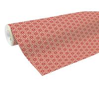 Clairefontaine 223802C - Une Bobine De Papier Kraft Brut Recyclé - Dimensions : 50mx70 cm - 70g - Motif : Géométrique Rouge - Papier Recyclé, Idéal pour Emballage Cadeaux, DIY, Loisirs Créatifs