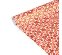 Clairefontaine 223863C - Un Rouleau De Papier Cadeau - Papier Affiche 80g - Dimensions : 5mx35cm (Spécial Petite Largeur) - Motif : Géométrique Rouge - Emballage Cadeau, Idéal Pour Petits Emballages