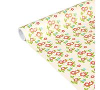 Clairefontaine 223866C - Un Rouleau De Papier Cadeau - Papier Affiche 80g - Dimensions : 5mx35cm (Spécial Petite Largeur) - Motif : Fleurs vintage - Emballage Cadeau, Idéal Pour Les Petits Emballages