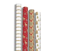 Clairefontaine 223877AMZC- Un Carton De 10 Rouleaux De Papier Cadeau - Papier Kraft 70g - Dimensions : 5x0,70m - Motif : "Lovely Home Red", Fêtes de Noël