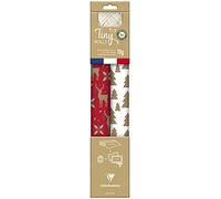 Clairefontaine 223887C-Kit D'emballage Cadeau Zéro Plastique - 2 Rouleaux Papier Cadeau Kraft Recyclé 5mx35cm - Bobine Ruban 20m + 10 Étiquettes Cadeaux A Découper - Rouge/Blanc -Emballage Responsable