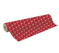 Clairefontaine 223901C - Une Bobine De Papier Kraft Brut Recyclé - Dimensions : 50mx70 cm - 70g - Motif : Rennes Rouge, Noël - Papier Recyclé, Idéal pour Emballage Cadeaux, DIY, Loisirs Créatifs