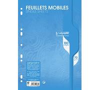 Clairefontaine 2365C Lot de 100 intercalaires pour classeur Format A4 21 x 29,7 cm Papier quadrillé 70 g/m²