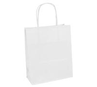 Clairefontaine Sacs cadeaux kraft 395608C – Pack 25, 16×8×21 cm, 100 g, Blanc, poignées torsadées