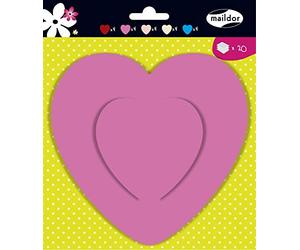 Clairefontaine 26524C - Un sachet de 20 formes de couleurs pré-découpées et rainées 16,5x17 cm 130g, Thème Cœurs