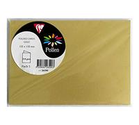 Clairefontaine 26590C - Sachet de 5 Cartes Doubles - Format C6 (11x15,5cm) - 210g/m² - Coloris Or - Invitation Evènements et Correspondance - Gamme Pollen - Papier Premium Lisse