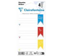 Clairefontaine 26C Un Sachet de 12 Étiquettes Adhésives 3,35x7,5 cm - Couleurs Assorties