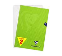 Clairefontaine 293162AMZ Lot de 2 Cahiers Agrafés Mimesys - A4 21x29,7 cm - 96 Pages Petits Carreaux - Papier Blanc 90 g - Couverture Polypro Couleurs Aléatoires