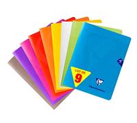 Clairefontaine 293751AMZC Lot de 9 Cahiers Agrafés Mimesys - 17x22cm - 48 Pages Grands Carreaux - Papier Blanc 90g - Couverture Polypro (Bleu, Rouge, Vert, Jaune, Violet, Gris, Orange, Rose, Incolore)