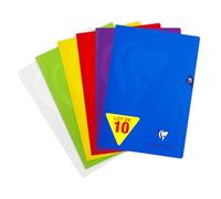 Clairefontaine 303162Cpack Un lot de 10 Cahiers Agrafés Mimesys - A4 21x29,7 cm - 96 Pages Petits Carreaux - Papier Blanc 90 g - Couvertures Polypro assorties Aléatoires