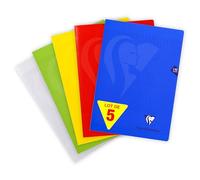 Clairefontaine 303181Cpack Un lot de 5 Cahiers Agrafés Mimesys - A4 21x29,7 cm - 140 Pages Grands Carreaux - Papier Blanc 90 g - Couvertures Polypro Assorties Aléatoires