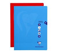 Clairefontaine 303327C Un Cahier Agrafé de Travaux Pratiques Mimesys - 24x32 cm - 80 Pages Grands Carreaux 90 g et Unies Blanches 125 g - Couverture Polypro Transparent - Couleur Aléatoire