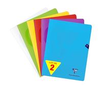 Clairefontaine 303368AMZC Un lot de 2 Cahiers Agrafés Mimesys - 24x32 cm - 96 Pages Petits Carreaux avec Marge - Papier Blanc 90 g - Couverture Polypro Transparent - Couleurs Aléatoires